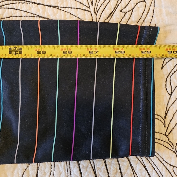 GUC Athleta Multi Stripe Sonar Rainbow Navy Capri Crop Small - Picture 15 of 15